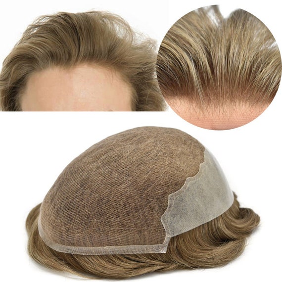 E-wigs French Lace Wig Human Hair Men Toupee Front Bleached - Etsy E-wigs French Lace Wig Human Hair Men Toupee Front Bleached - Etsy