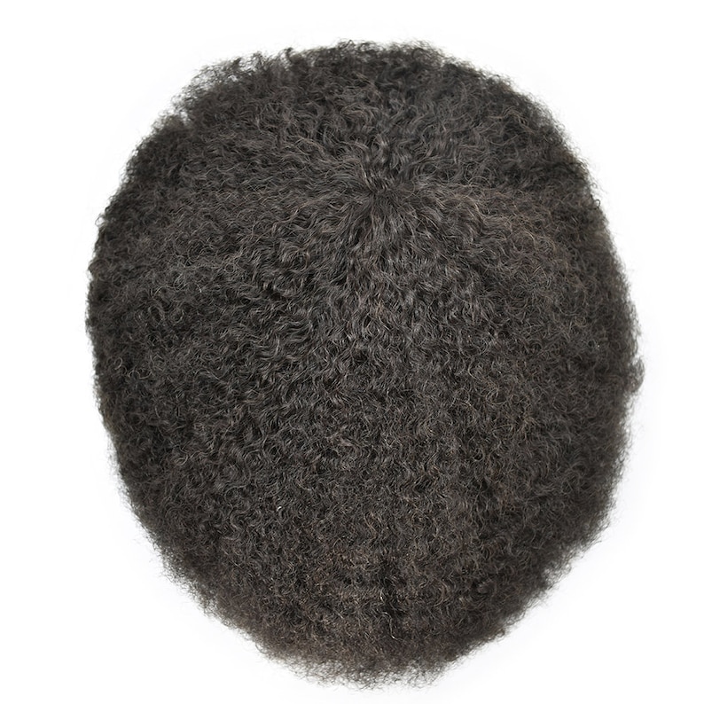 Poly Wigs E-wigs Afro Curl Mens Toupee Full Poly Skin PU 100% Human Hair System ...