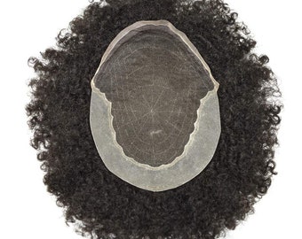 E-wigs Full Lace Afro Curly Men Toupee Natural Human Hair System Sostituzione Lace Front Kinky Curly Weave Afro American Black Men