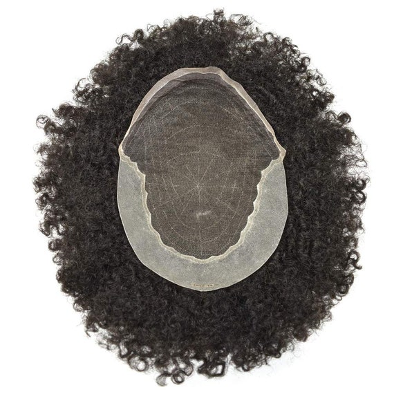 E-wigs Full Lace Afro Curly Men Toupee Natural Human Hair System  Replacement Lace Front Kinky Curly Weave African American Black Men Afro