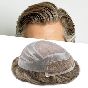 Pelucas E-wigs Mono Lace para hombre, peluquín de cabello humano natural, peluca frontal de encaje francés para hombres, sistema de reemplazo de cabello FPM