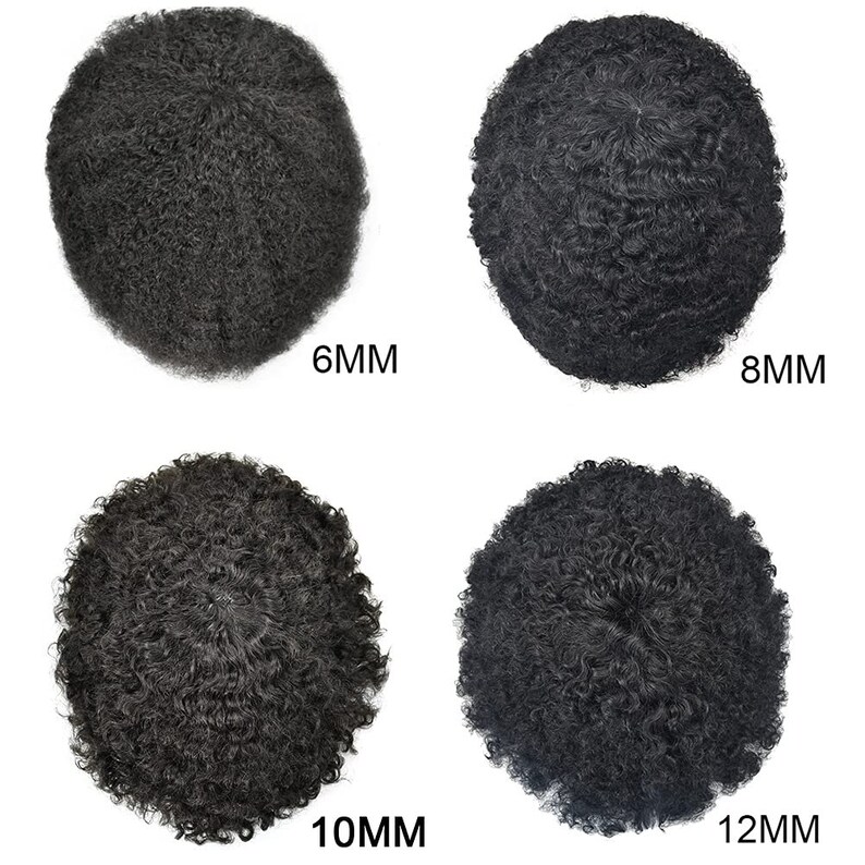 E-wigs Afro Curl Mens Toupee Full Poly Skin PU 100% Human Hair - Etsy