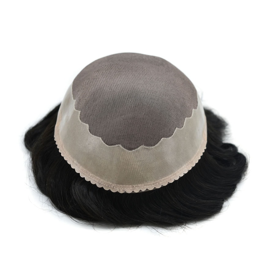 Poly Wigs E-wigs Mens Toupee Welded Fine Mono Lace 100% Human Hair Durable Poly ...