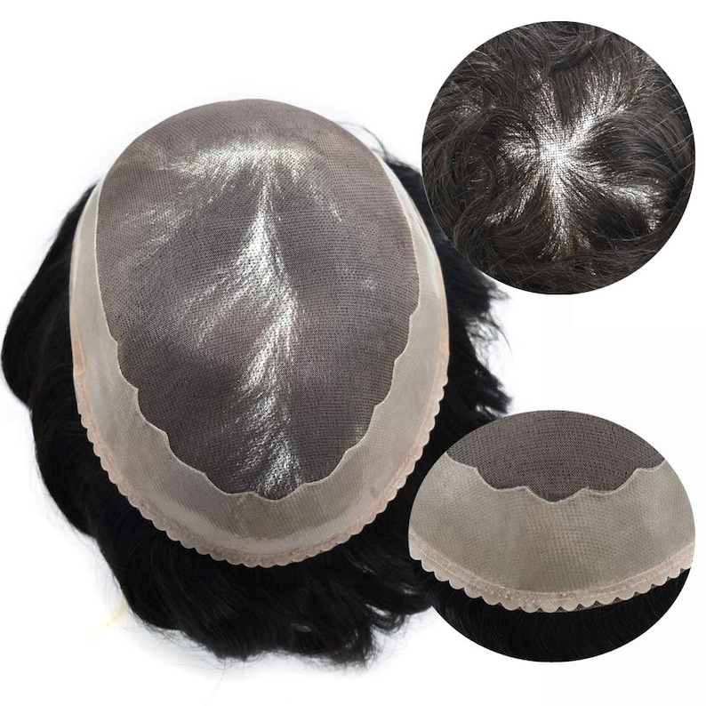 Poly Wigs E-wigs Mens Toupee Welded Fine Mono Lace 100% Human Hair Durable Poly ...