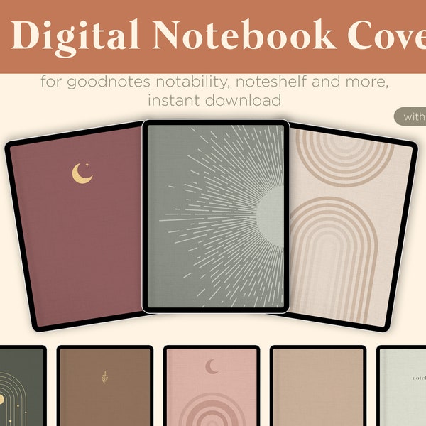 Digital Notebook Covers | Minimal boho style for Goodnotes, Notability, Noteshelf and more, Digital Planner or Digital Journals