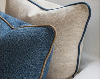Linen Throw Pillow Cover with Piping – 46 Colors Available