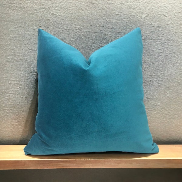 Any Size Turquoise Velvet Pillow Cover/Teal Velvet Throw Pillow/Couch And Sofa Pillow/Soft Velvet Pillows/Luxury Living Room Cushion Case