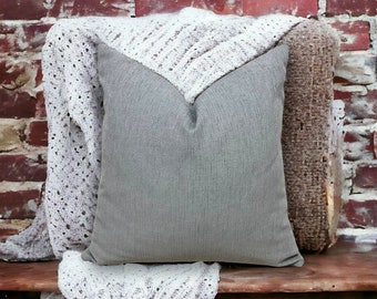 Silver Linen Pillow Case, Solid Gray Bedroom Decor Pillows, Silver Linen Lumbar Pillow Cover, Durable Thick Linen Pillows for Couch and Sofa