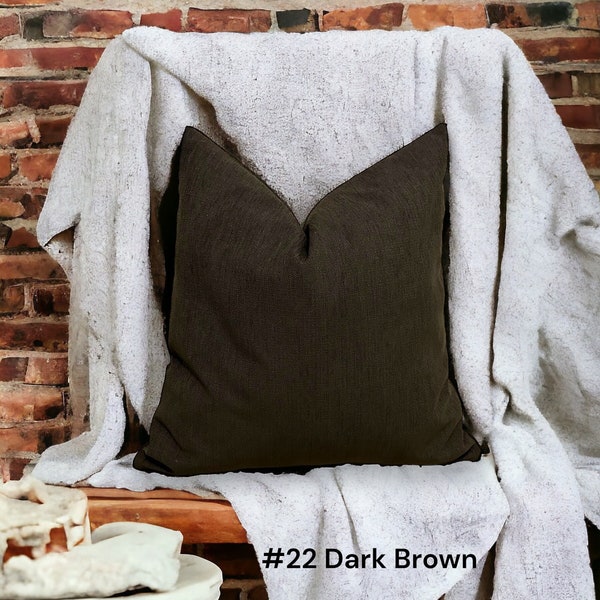 Dark Brown Linen Throw Pillow Cover, Dark Brown Decorative Bedroom Pillow Case, Dark Brown Lumbar Pillow Cover, Linen Pillows for Cocuh Sofa
