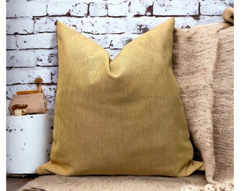 Yellow Linen Throw Pillow Covers for Bedroom Decor, Yellow Lumbar Pillows for Livingroom Couch, Solid Sofa Pillow Sham, Linen Cushion Case