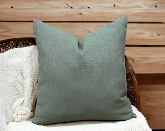 Teal Linen Throw Pillow Cover: Textured Euro Sham, Sofa Cushion