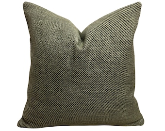 Dark Moss Green Wool Pillow Cover, Olive Green Cotton Throw Pillows for Farmhouse Couch, Decorative Pillow for Sofa, Solid Sofa Cushion Case