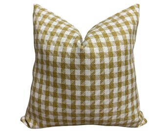 Yellow Plaid Throw Pillows for Farmhouse Couches, Yellow Linen Pillow Cover, Luxury Printed Pillow Sham Covers, Textured Lumbar Cushion Case