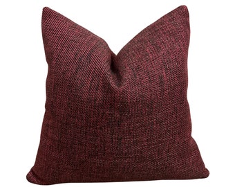 Burgundy Wool Cotton Throw Pillows for Couch, Solid Decorative Pillows for Bed, Patio Lumbar Pillow Case, Euro Sham Cover, Sofa Cushion Case