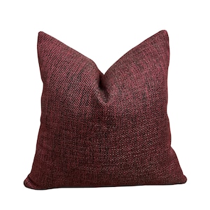 Red Wool Pillow Cover, Cotton Throw Pillows for Living Room Couches, Red Woven Bed Pillow, Solid Lumbar Euro Sham Covers, Sofa Cushion Case
