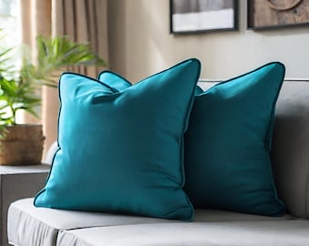 Velvet Pillow Cover with Piping – Custom Sizes & 37 Colors