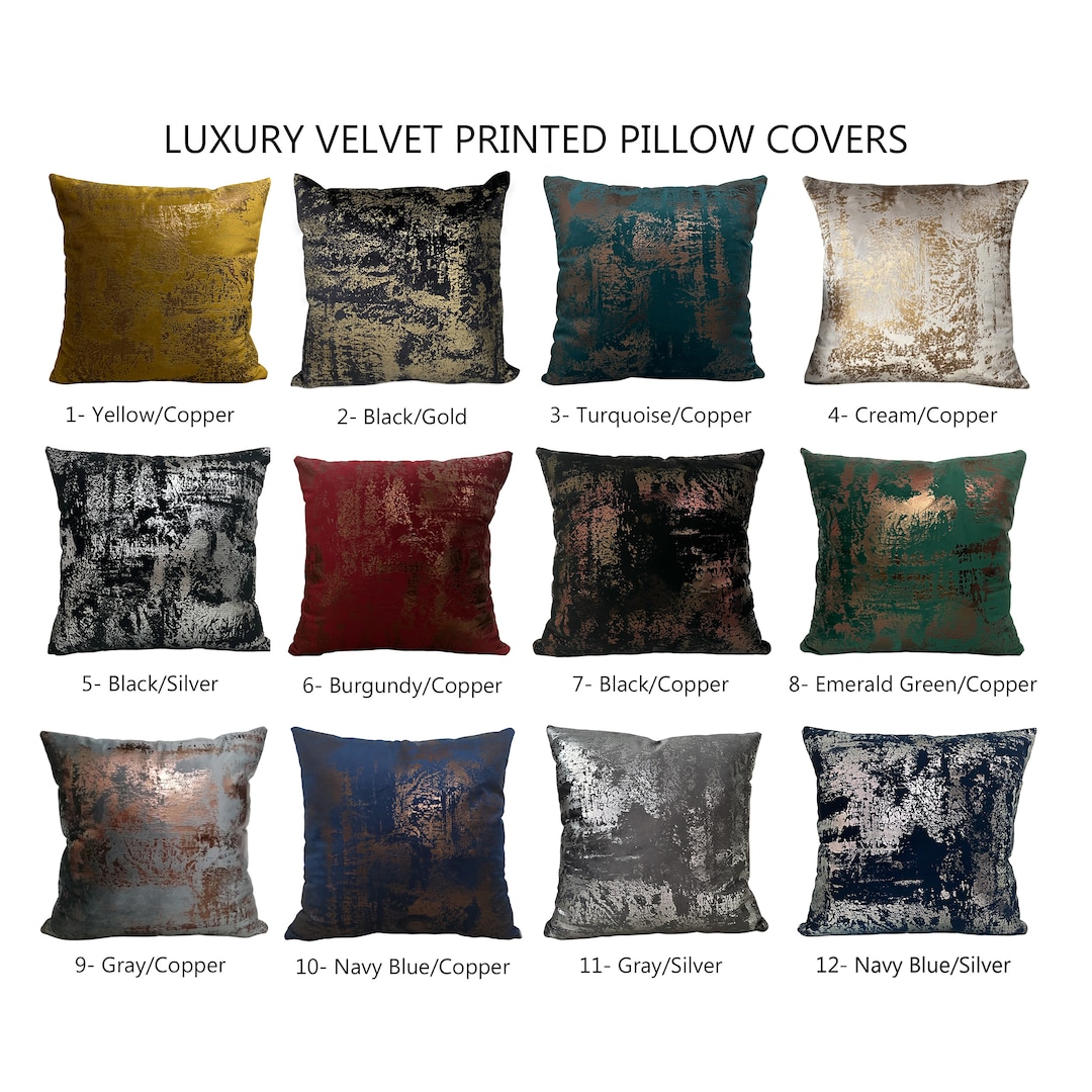 Luxury Velvet Throw Pillow Cover, Decor Printed Pillows for Livingroom