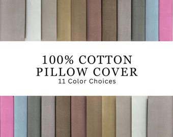 100% Cotton Pillow Covers, Cotton Lumbar Pillow, Solid Cotton Linen Feeling Cushion Cover, Cotton Throw Pillow Cover, Decorative Pillows Bed