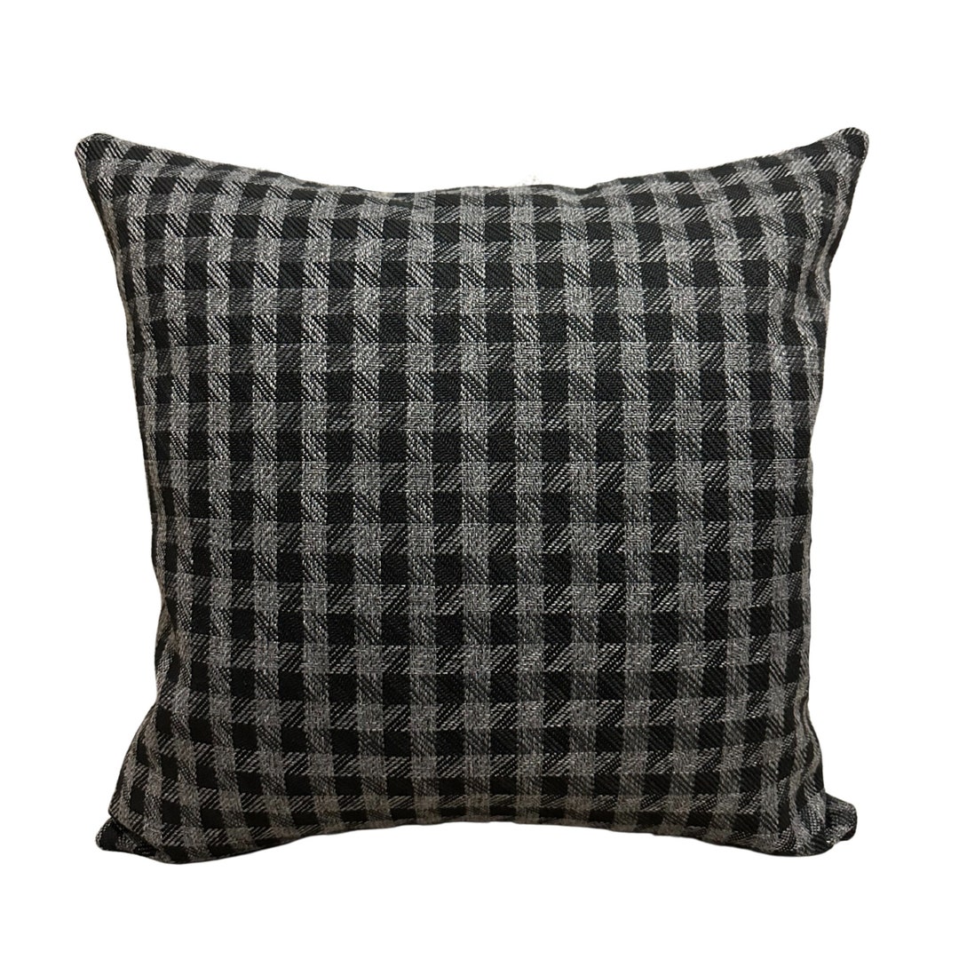 Dark Gray Plaid Pillow Cover, Multicolor Striped Linen Pillow Cover