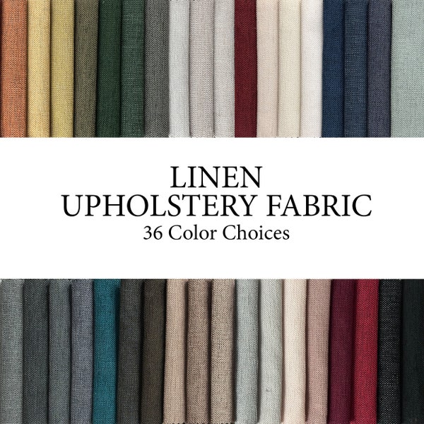 Upholstery Linen Fabric by the Yard, Solid Linen Fabric, 55'' Wide by the Yard, Thick Fabric by the Meter for Chairs, Furnishing and Sewing