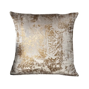 Luxury Cream Copper Print Velvet Throw Pillow Cover, Beige Patterned Cushion Case, Sofa Bronze Lumbar, 18x18 20x20 22x22 Velvet Pillow Case