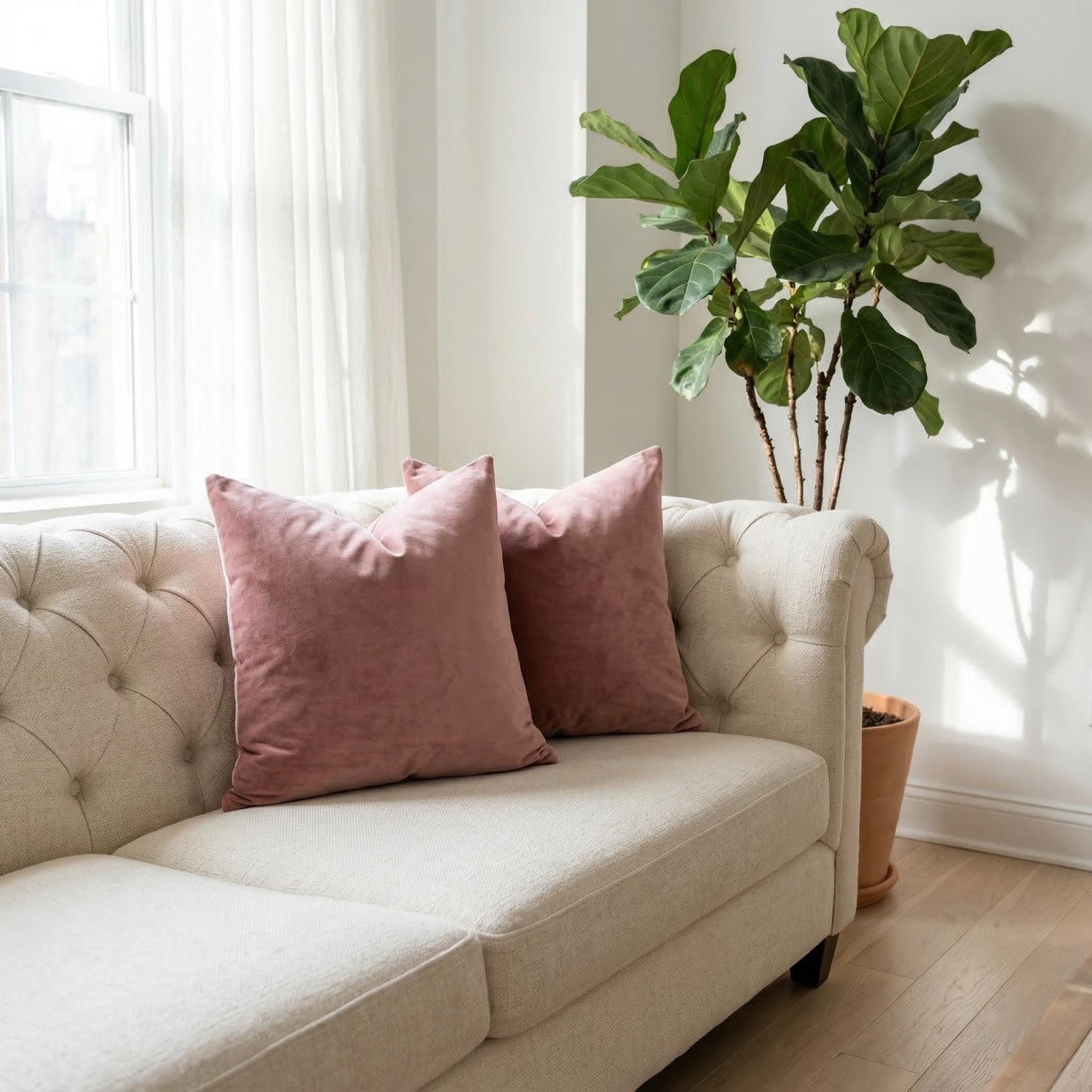 Dusty Rose Velvet Pillow Cover, Decorative Pillows for Bedroom and