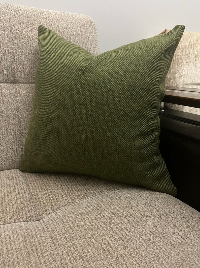 Moss Green Cushion Cover Grass Green Wool Pillow Cover Thick Etsy