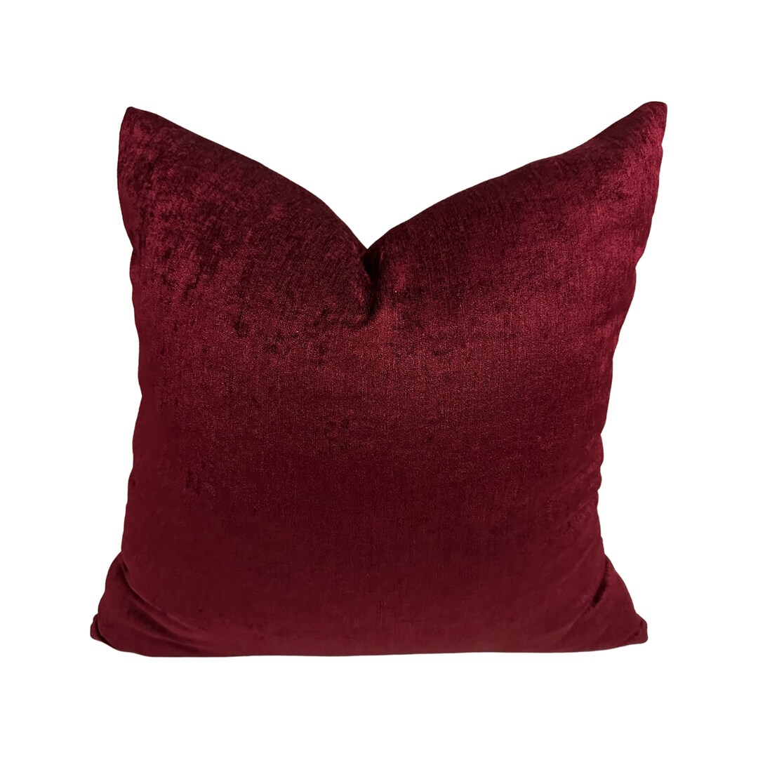 Burgundy Chenille Throw Pillow Cover, Solid Iridescent Decorative