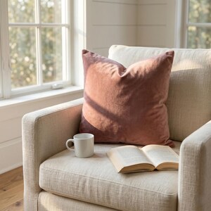 Dusty Rose Velvet Pillow Cover, Decorative Pillows for Bedroom and Livingroom, Dusty Rose Throw Pillows for Couch, Sofa Velvet Cushion Case image 3