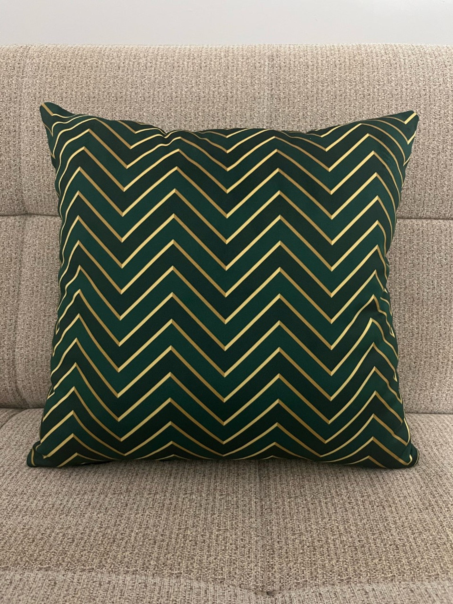 Emerald Green and Gold Print Velvet Pillow Cover, Livingroom Couch ...
