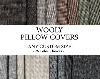 Housse de coussin en laine, oreiller en laine durable pour canapé du salon, taie d'oreiller en lin laineux, coussin style campagnard pour canapé et chambre à coucher