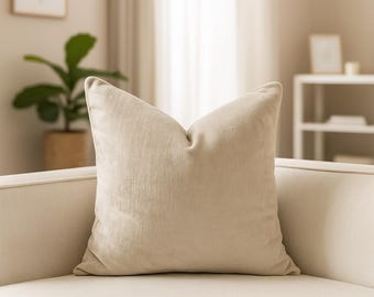 Cream Chenille Pillow Cover: Soft Velvet-Touch Decorative Cushion