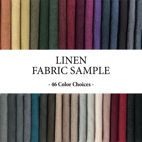 Linen Fabric Sample, Fabric Swatches, Solid Color Linen Fabric 46 Colors Options for Upholstery, Curtains, Bedding, Clothes, Furnishing