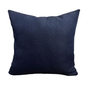 Dark Navy Wool Pillow Cover, Dark Blue Gabardine Pillows, Dark Navy Throw Pillows for Couch, Decorative Pillows for Livingroom and Bedroom