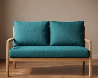 Custom Linen Bench Cushion Cover, Textured Indoor Seat and Back Pillow