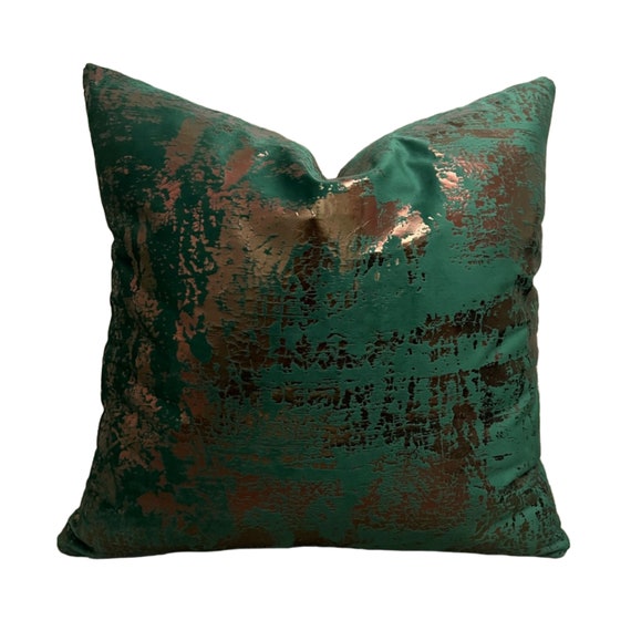 Emerald Green Copper Pillow Cover Bronze Foil Velvet Pillow Case Velvet Lumbar Pillow Shams for Couch Decorative Throw Pillows for Sofa Etsy UK
