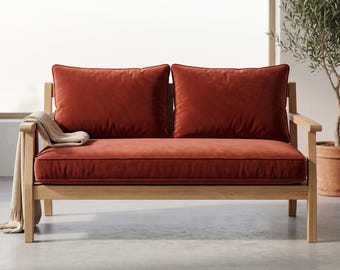 Custom Indoor Outdoor Cushion Cover, Performance Velvet Bench Seat Cover, Pet Friendly