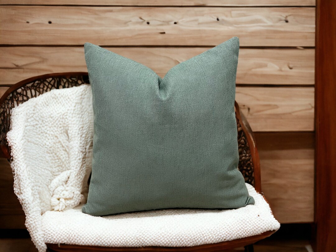 Teal Linen Throw Pillow Cover, Textured Decorative Pillow Case for
