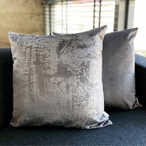 Silver Velvet Jacquard Throw Pillow Cover Gray Textured Cushion Case Pattern Couch Decorative Bright Luxury Print Sofa Livingroom Bed