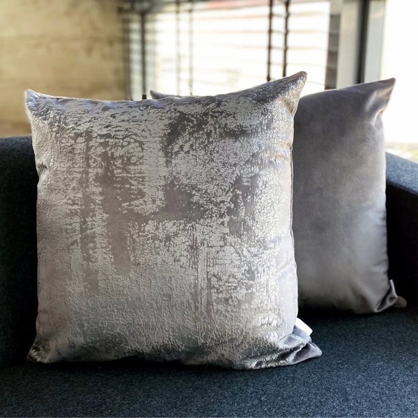 Silber Samt Jacquard Dekokissenbezug Grau Strukturierter Kissenbezug Muster Couch Dekorative Helle Luxus Druck Sofa Wohnzimmer Bett