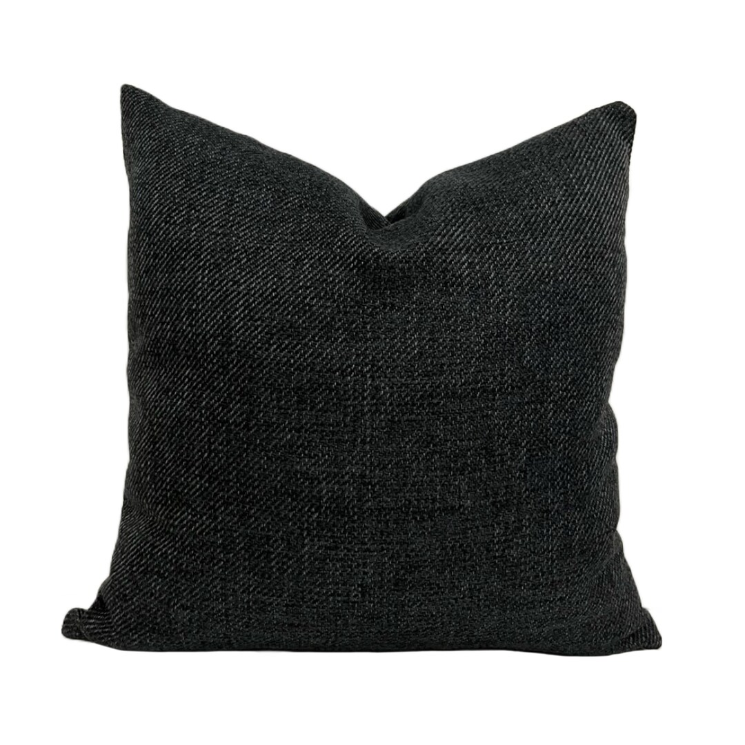 Solid Dark Gray Cotton Wool Pillow Cover, Euro Sham Cover, Decorative