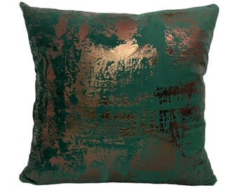 Smaragdgrün Kupfer-Kissenbezug, Bronzefolie Samt-Kissenbezug, Samt-Lendenkissenbezüge für Couch, dekorative Dekokissen für Sofa