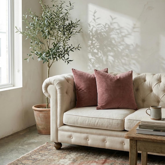 Dusty Rose Velvet Pillow Cover, Decorative Pillows for Bedroom and Livingroom, Dusty Rose Throw Pillows for Couch, Sofa Velvet Cushion Case
