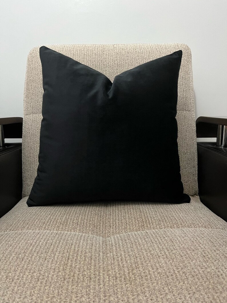 Black Velvet Throw Pillows for Couch and Sofa Decorative Soft Etsy
