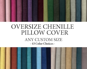 Oversize Chenille Lumbar Pillow Cover, Chenille Body Throw Pillow for Bed, Extra Long Headboard Cushion Cover, Soft Large Neck Pillow Case