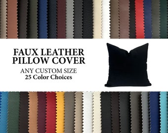 Faux Leather Throw Pillows for Living Room Couches, Luxury Leather Lumbar Pillow Cover, Decorative Solid Sofa Cushion Cover, Leather Pillows