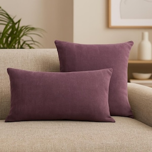 Purple Chenille Lumbar Pillow Cover: Soft Velvet-Like Throw Cushion