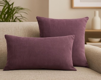 Purple Chenille Lumbar Pillow Cover: Soft Velvet-Like Throw Cushion