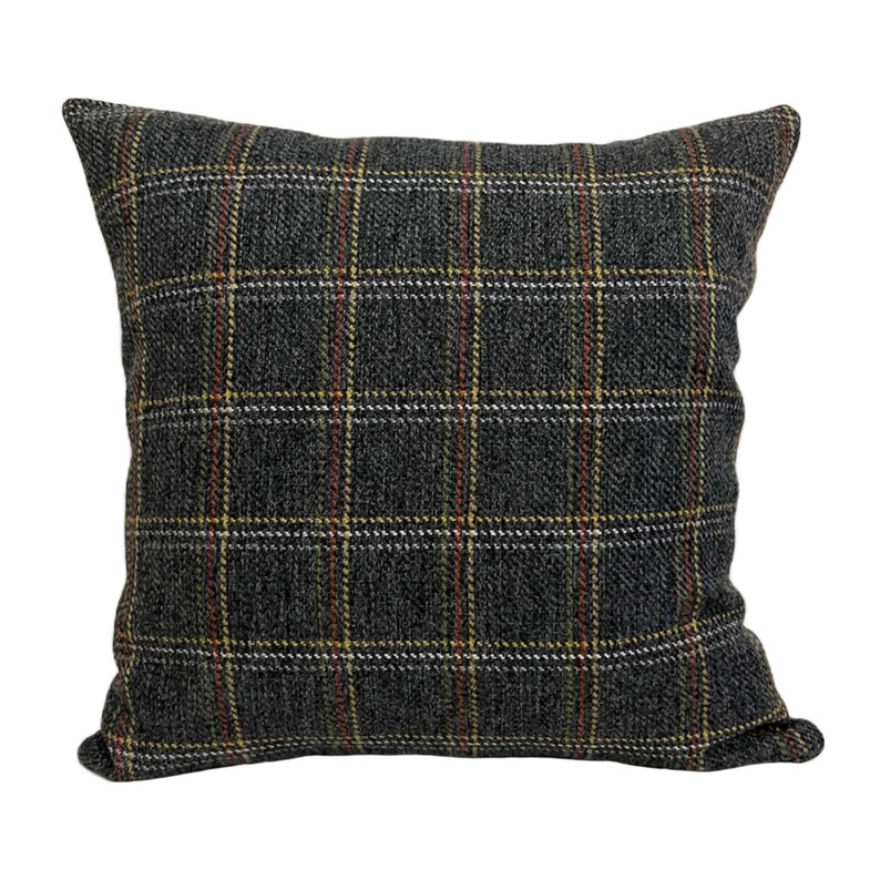 Dark Gray Plaid Pillow Cover Multicolor Striped Wool Pillow Etsy