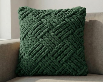Handgestrickter Kissenbezug, grobstrick Kissenbezug, 20 Farben, 40 Größen, Knopfverschluss
